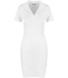 Fitted elastic midi polo dress