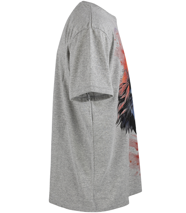 Men's large wolf print t-shirt cotton