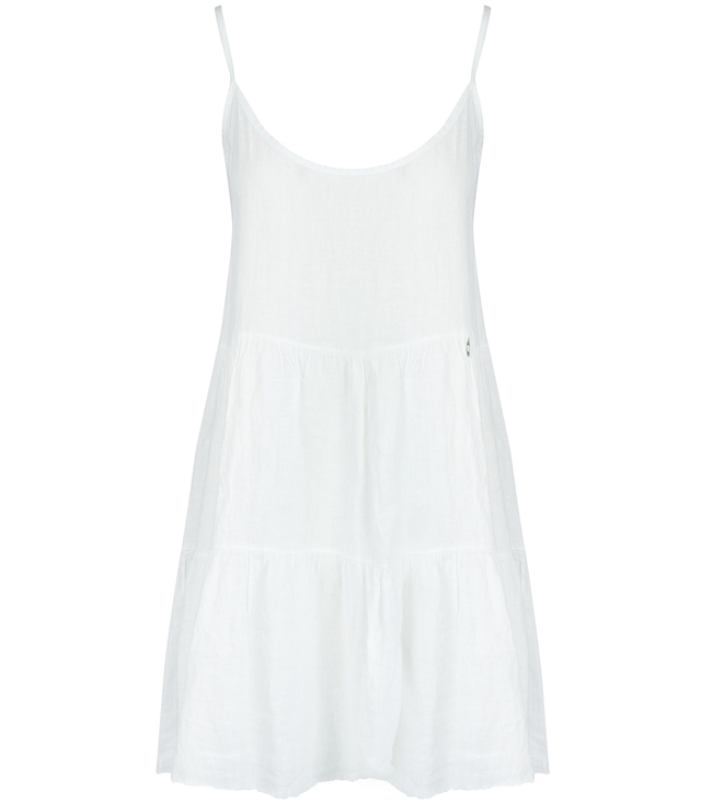 Summer linen dress with open back straps LANILA