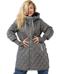 Long winter jacket with decorative hood LUNA