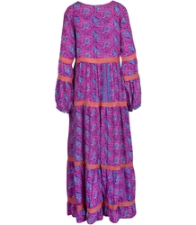 Long, airy ethnic dress with colorful patterns, MILANO silk