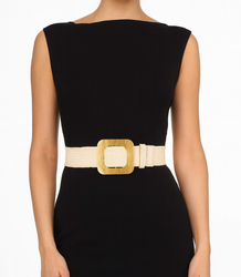 Braided women's belt with large buckle