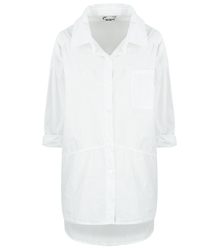 White oversize shirt with patch cut-off KAMA