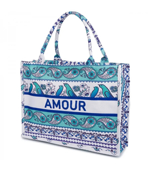 Large colorful shopper bag with AMOUR lettering