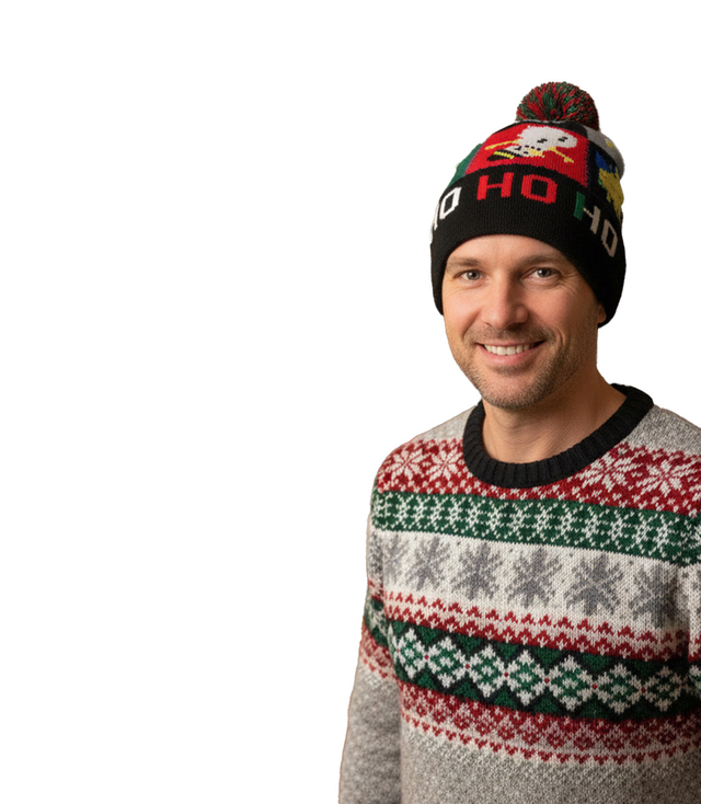 Winter Christmas hat with pom-pom - perfect for preze