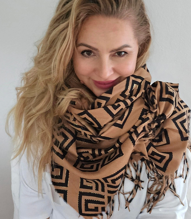 Scarf Scarf Stylish warm Geometric pattern soft smooth 180x70 cm