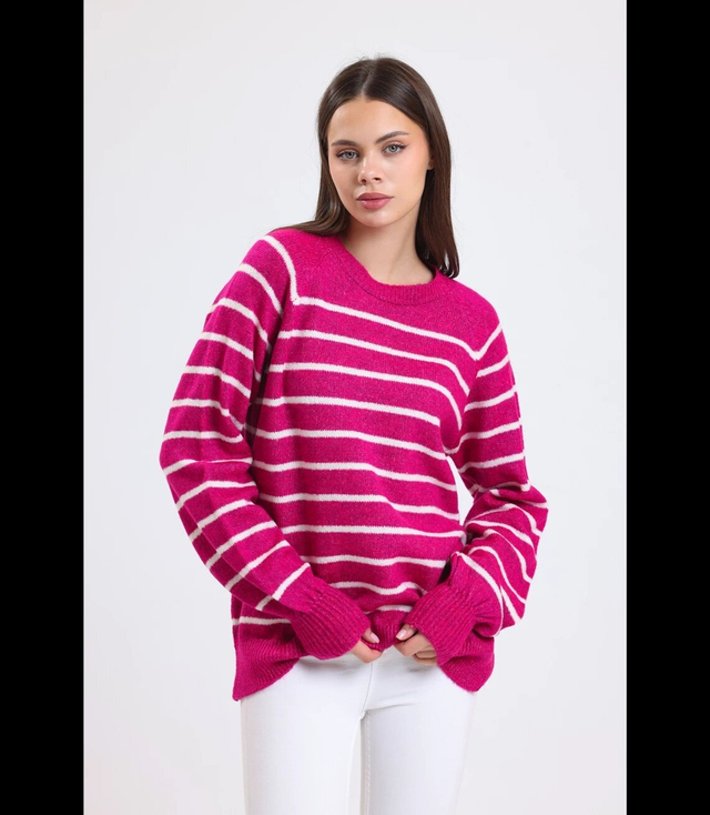 Warm women's fashionable striped sweater ANNA