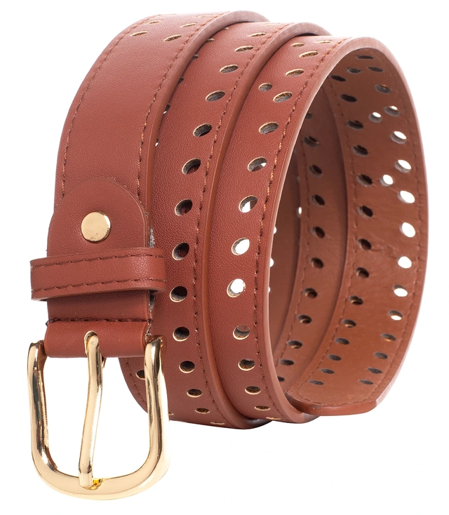 Women's eco leather belt with decorative holes 3 cm