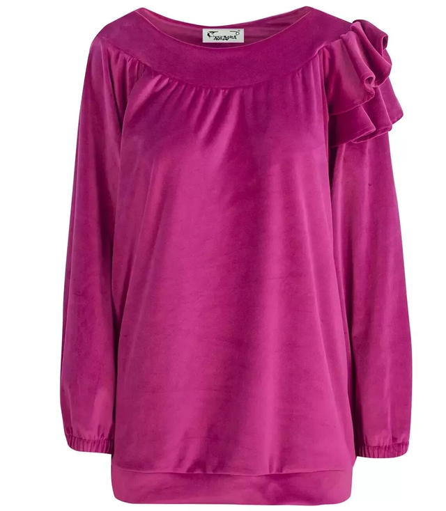 Oversized velor sweatshirt with a frill