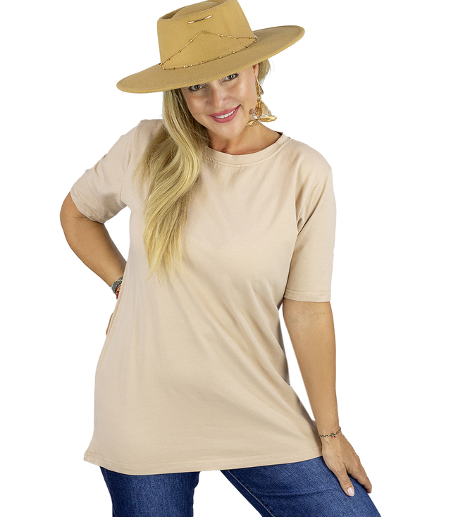 Blouse t-shirt with round neckline and 1/2 sleeve EVELINA