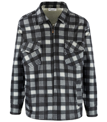 Warm fleece checked men's shirt insulated with faux fur