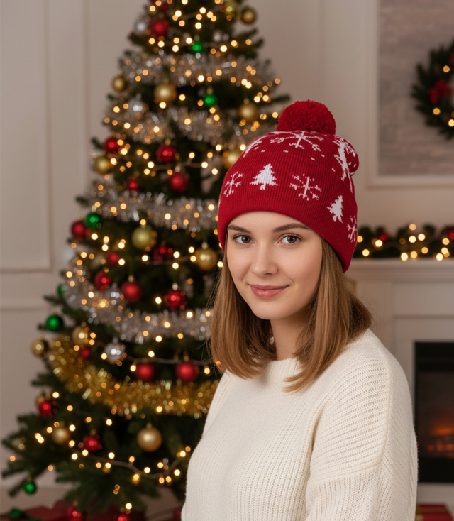 Winter Christmas hat with pom-pom - perfect for preze