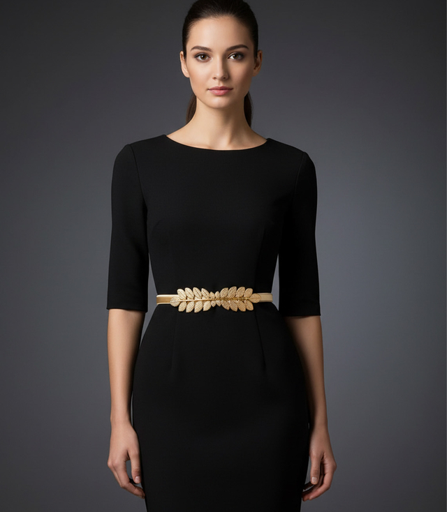 Women's decorative belt for dress leaves