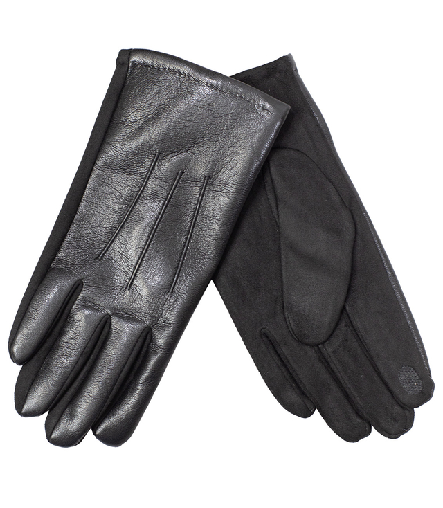 Elegant men's insulated gloves five-finger touch eco leather