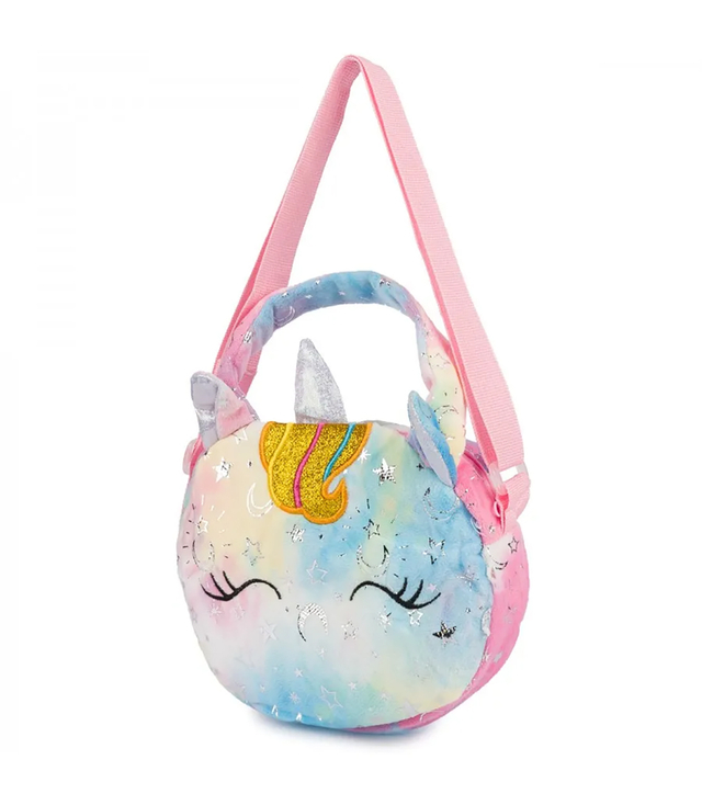 Children's round plush bag with unicorn