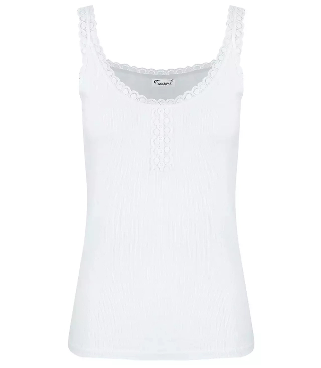 Chemise blouse with lace on the straps