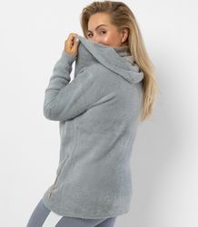 Warm cardigan sweater made of fluffy knit fabric GRAZYNA