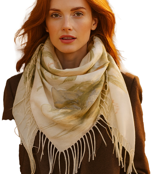 Women's scarf with floral pattern 100x100