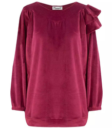 Welurowa bluza dresowa z falbanką oversize