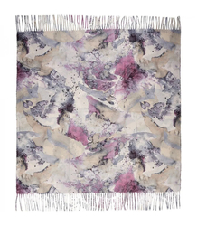 Women's scarf with watercolor delicate pattern and tassels