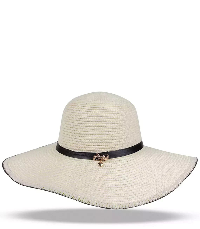 Large women's straw hat with a black band