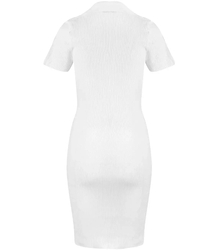 Fitted elastic midi polo dress