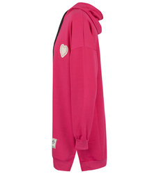 Long oversize dress sweatshirt with hood and heart patch LILLY