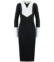 Elegant ribbed dress with a LILA collar