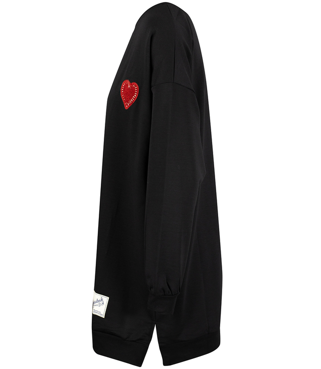 Long oversize dress blouse with heart patch MARTA