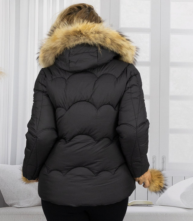 Warm winter jacket with decorative pompoms SHAKIRA