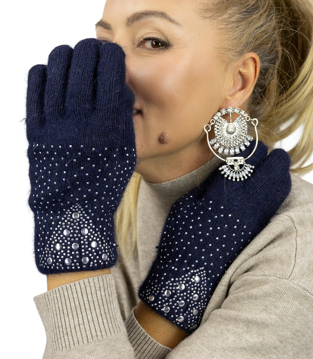 Women's elegant gloves with zircons