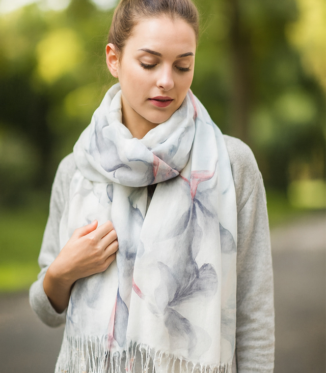 Women's floral pattern scarf 180x70