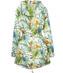 Lekka krótka kurtka parka monstera kwiaty