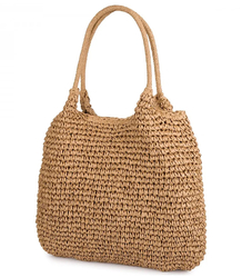 Large braided raffia shoulder bag 