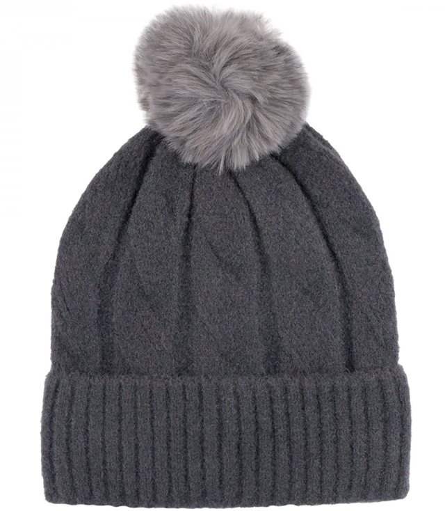 Warm women's cap with pom-pom autumn winter hat