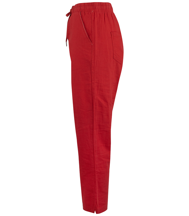 Women's trousers made of delicate cotton, tapered, tied at the waist LENA