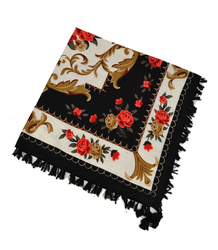 Beautiful colorful scarf with flowers FOLK style