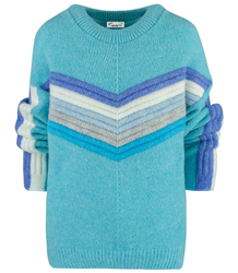 Warm women's sweater with colorful stripes in wool JULIA
