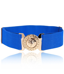 Women's belt with gold lion adjustable elastic