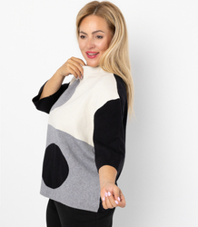 Elegant sweater with half turtleneck and geometric pattern DOT ART 