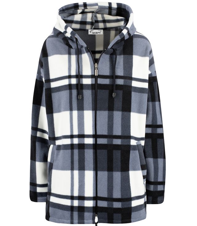 BRITANY warm fleece sweatshirt with a checkered hood