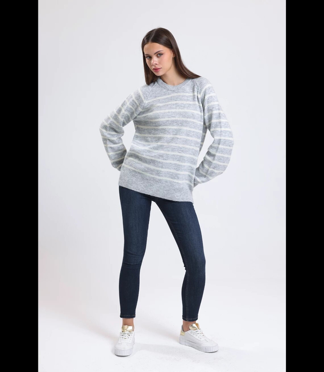 Warm women's fashionable striped sweater ANNA