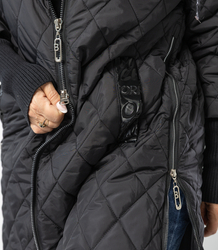 Long winter jacket with decorative hood LUNA