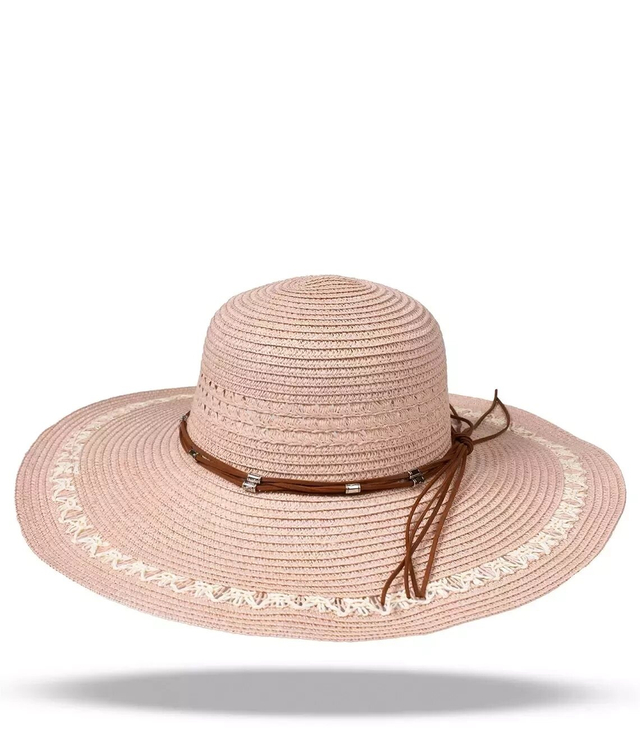 Large women's wide-brimmed openwork thong hat