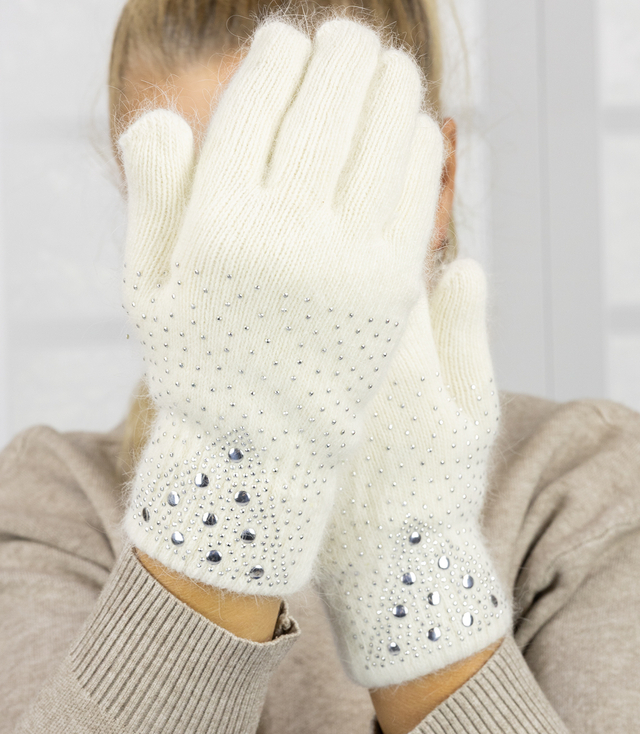 Women's elegant gloves with zircons
