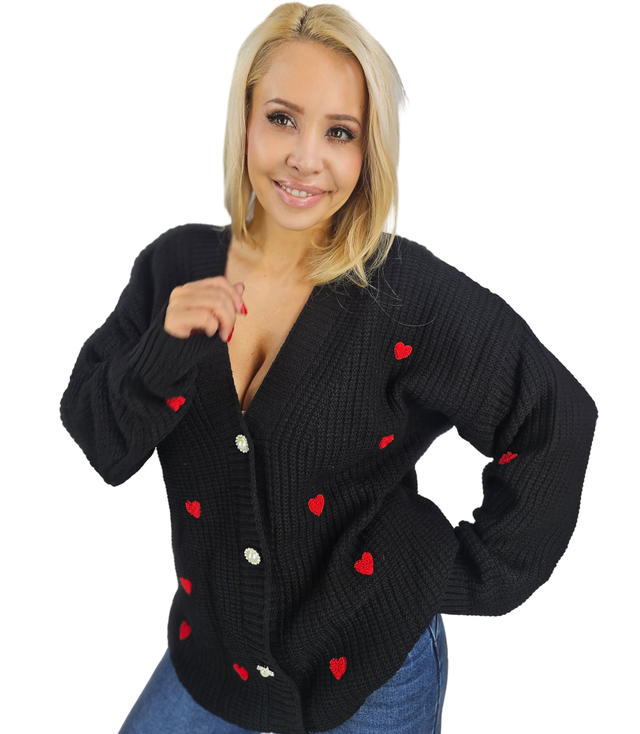 Warm and cozy women's sweater with hearts for autumn SUMMER