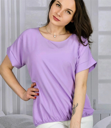 Elegant blouse with round neckline and elastic waistband INGA