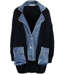Kurtka sweter jeansowe wstawki JENNY