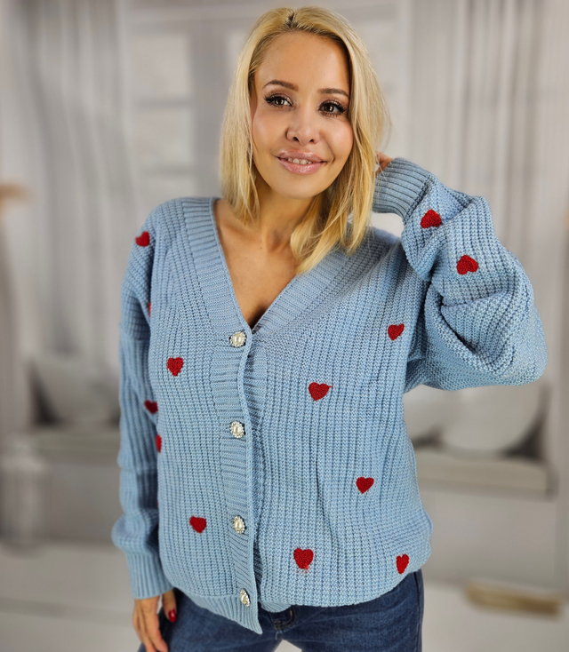 Warm and cozy women's sweater with hearts for autumn SUMMER