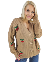 Warm and cozy women's sweater with cherries in autumn LARAMIE